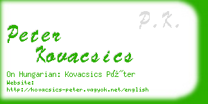 peter kovacsics business card